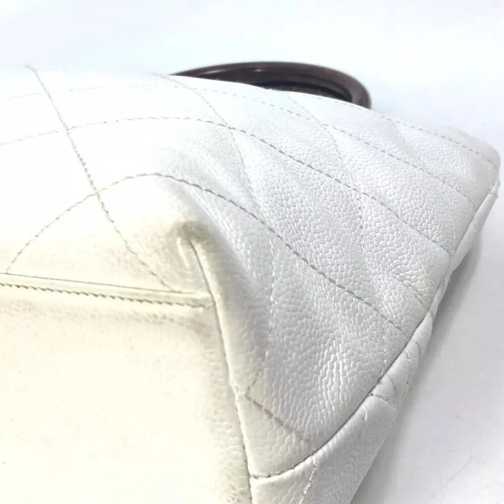 CHANEL Matelasse Quilted CC CC Mark Wood handle bag Tote Bag Hand Bag - Picture 13 of 16